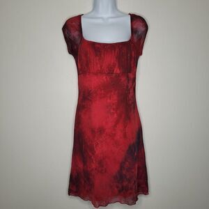 Vintage 90s Taboo red grunge sparkly milkmaid short homecoming prom dance dress